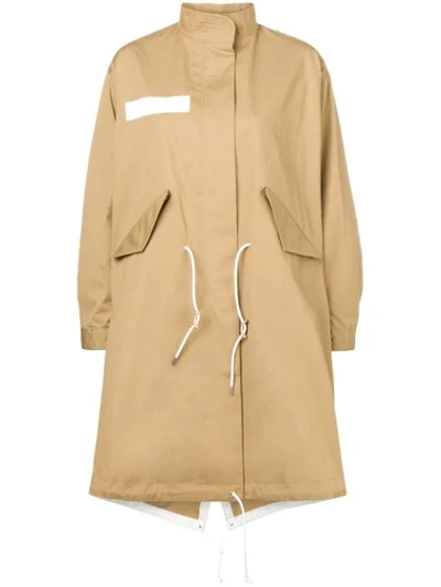 Sacai Oversized Midi Coat In Neutrals