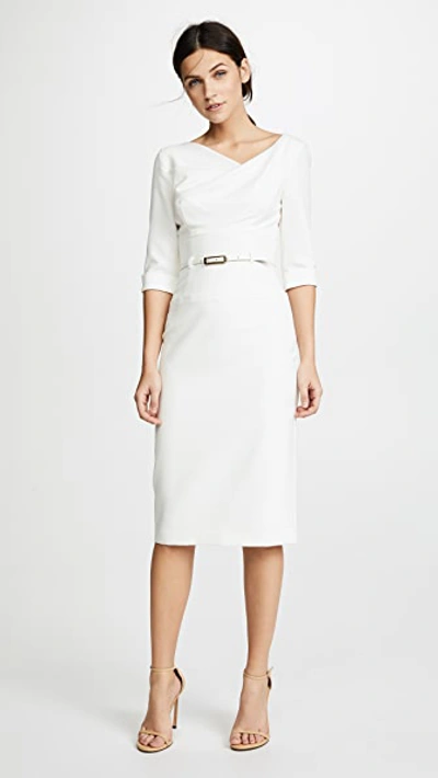 Black Halo 3/4 Sleeve Jackie O Dress Winter White