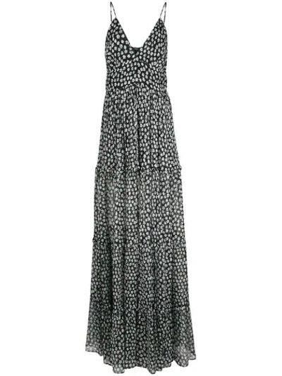 Amiri Layered Floral-print Silk-crepon Maxi Dress In Black