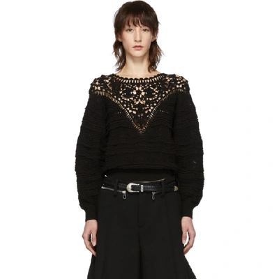 Isabel Marant Camden Crocheted Cotton Sweater In Black