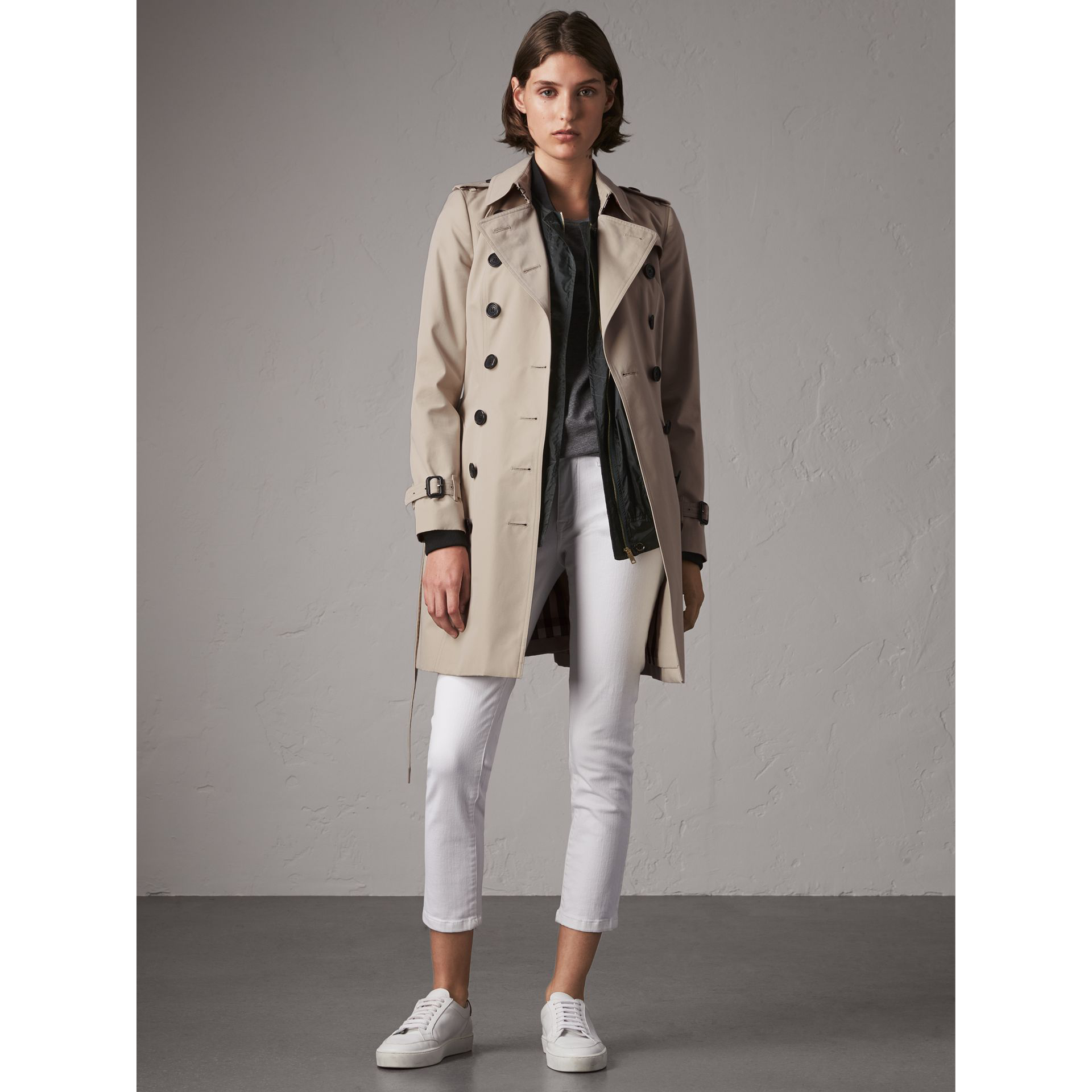 Mid-length Trench Coat In Stone 