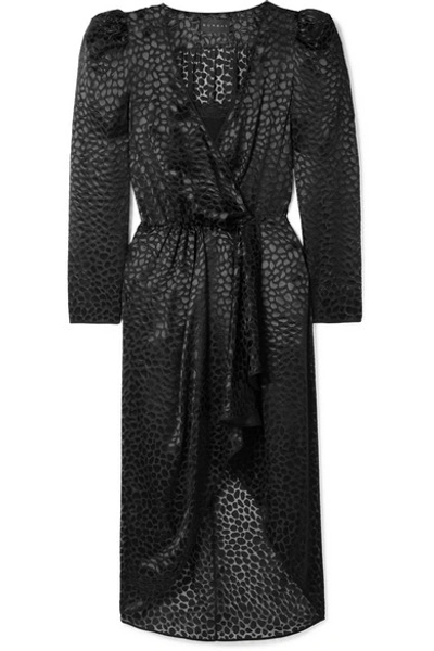 Dundas Fil Coupé Chiffon Wrap Dress In Black