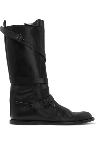 Ann Demeulemeester Buckled Leather Knee Boots In Black