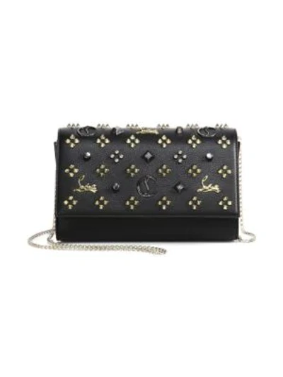 Christian Louboutin Paloma Fold-over Embellished Clutch Bag In Black/mult