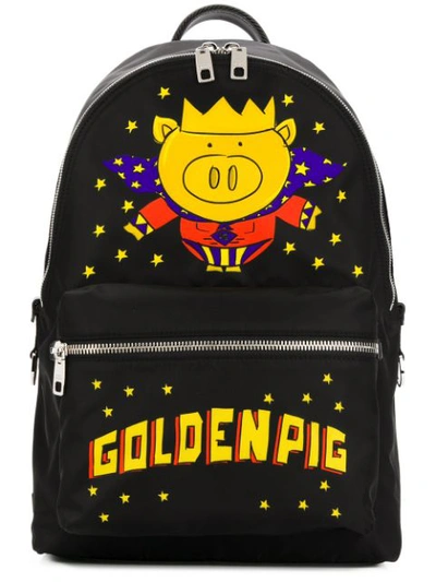 Dolce & Gabbana Golden Pig Backpack In Black,blue,red