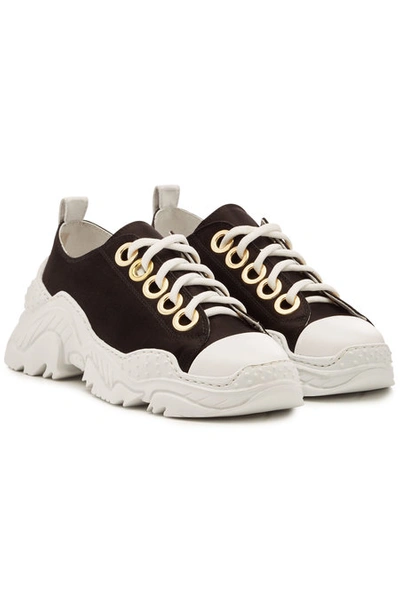 N°21 N21 | Satin Exagerated Sole Sneakers In Black And White Satin
