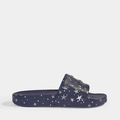 Tory Burch | Star Slides In Perfect Navy And Silver Nappa Leather