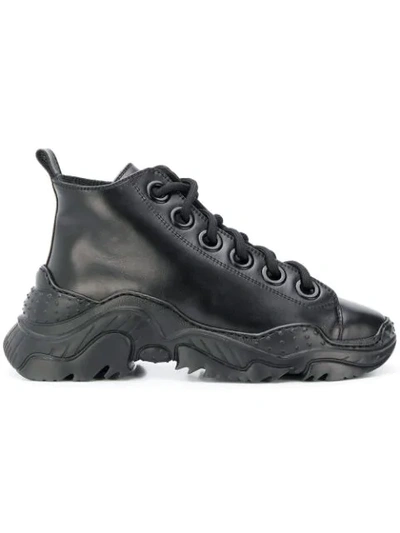 N°21 N21 | Oversized High-top Sneakers In Black Smooth Calfskin