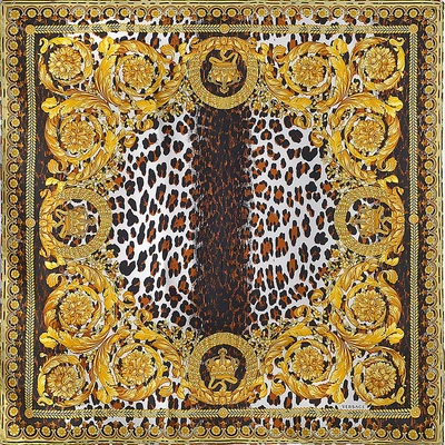 Versace | 90x90 Barocco Leopard Scarf In Multicolored Silk