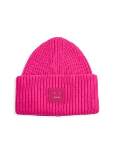 Acne Studios Pansy N Face Wool-blend Beanie In Bright Pink