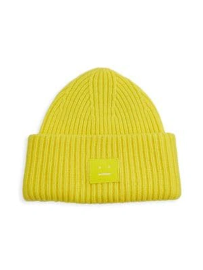 Acne Studios Pansy N Face Wool-blend Beanie In Sharp Yellow