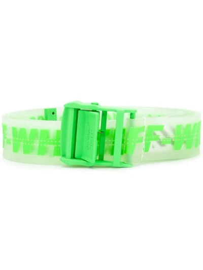Off-white 35mm Logo Printed Pvc Transparent Belt In Green