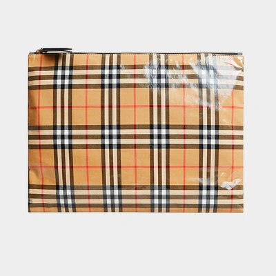 Burberry | Large Zipped Pouch In Antique Yellow Vinyl