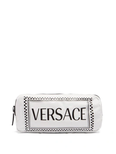 Versace Logo Nylon Two-tone Belt Bag In White