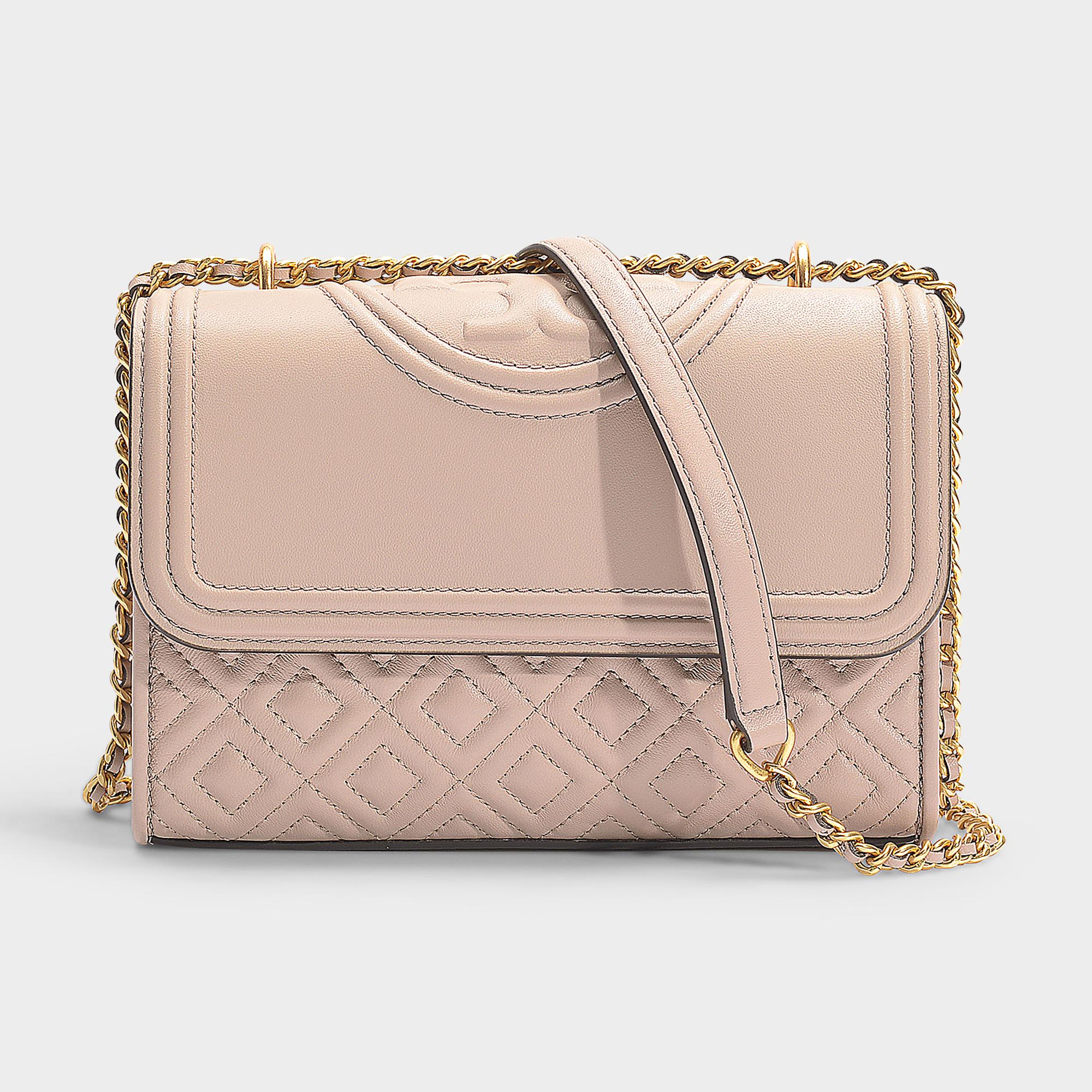 Tory Burch Fleming Small Convertible Shoulder Bag In Light Taupe