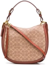 Coach Coated Canvas Signature Sutton Hobo Bag In Brown Canvas In Tan/rust/brass