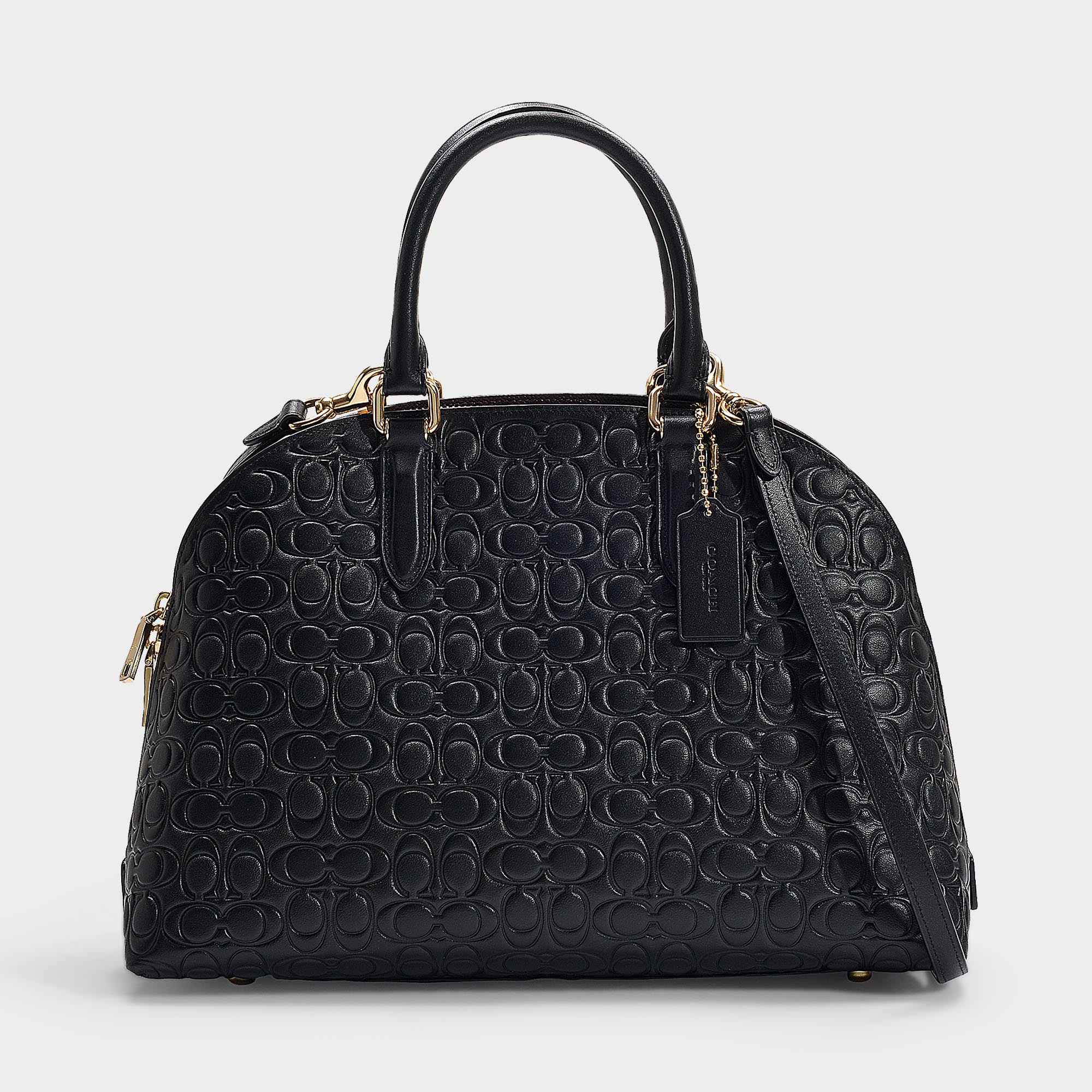 Coach Signature Leather Quinn Satchel In Black Calfskin ModeSens