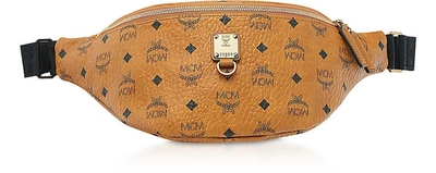 Mcm Fursten Visetos Medium Belt Bag In Cognac Coated Canvas In Neutrals