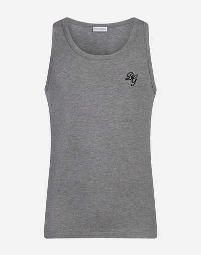 Dolce & Gabbana Stretch Cotton Tank Top In Gray