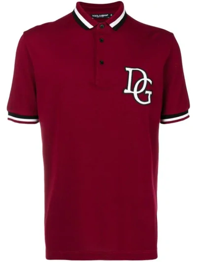 Dolce & Gabbana Cotton Piqué Polo With Logo In Red