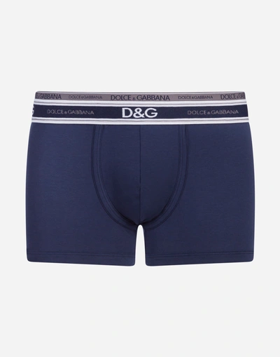 Dolce & Gabbana Cotton Jersey Boxers In Blue