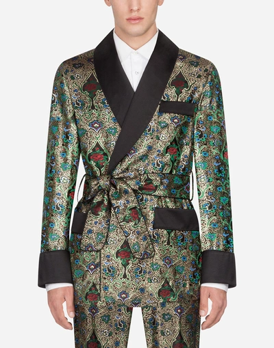 Dolce & Gabbana Jacquard Tuxedo Jacket In Gold