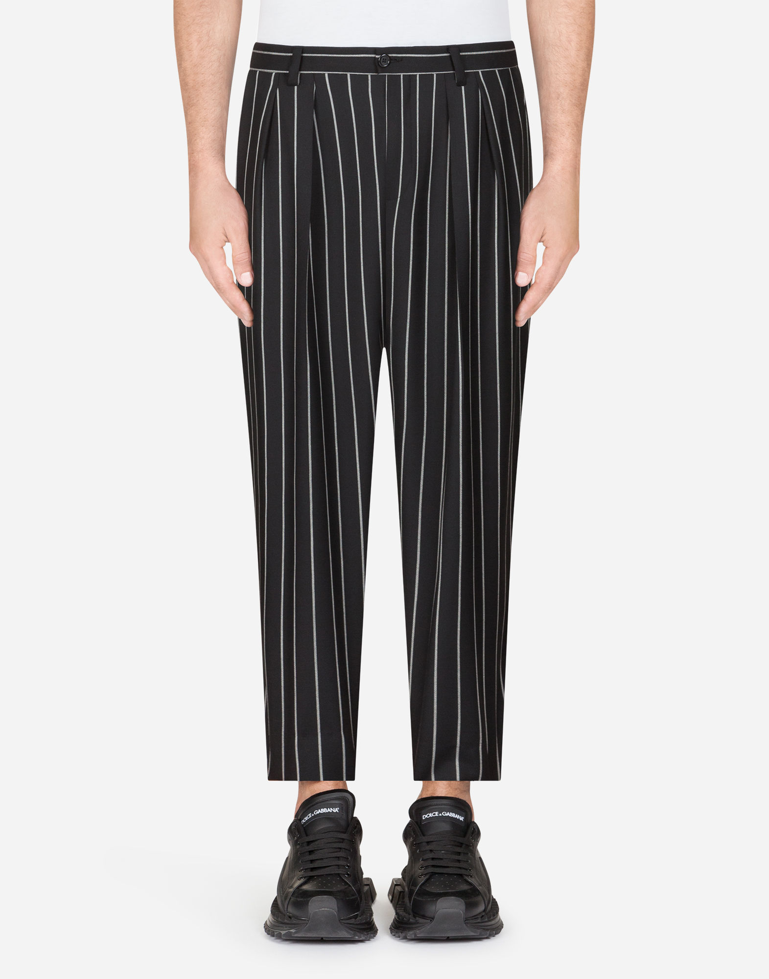 pinstripe stretch pants