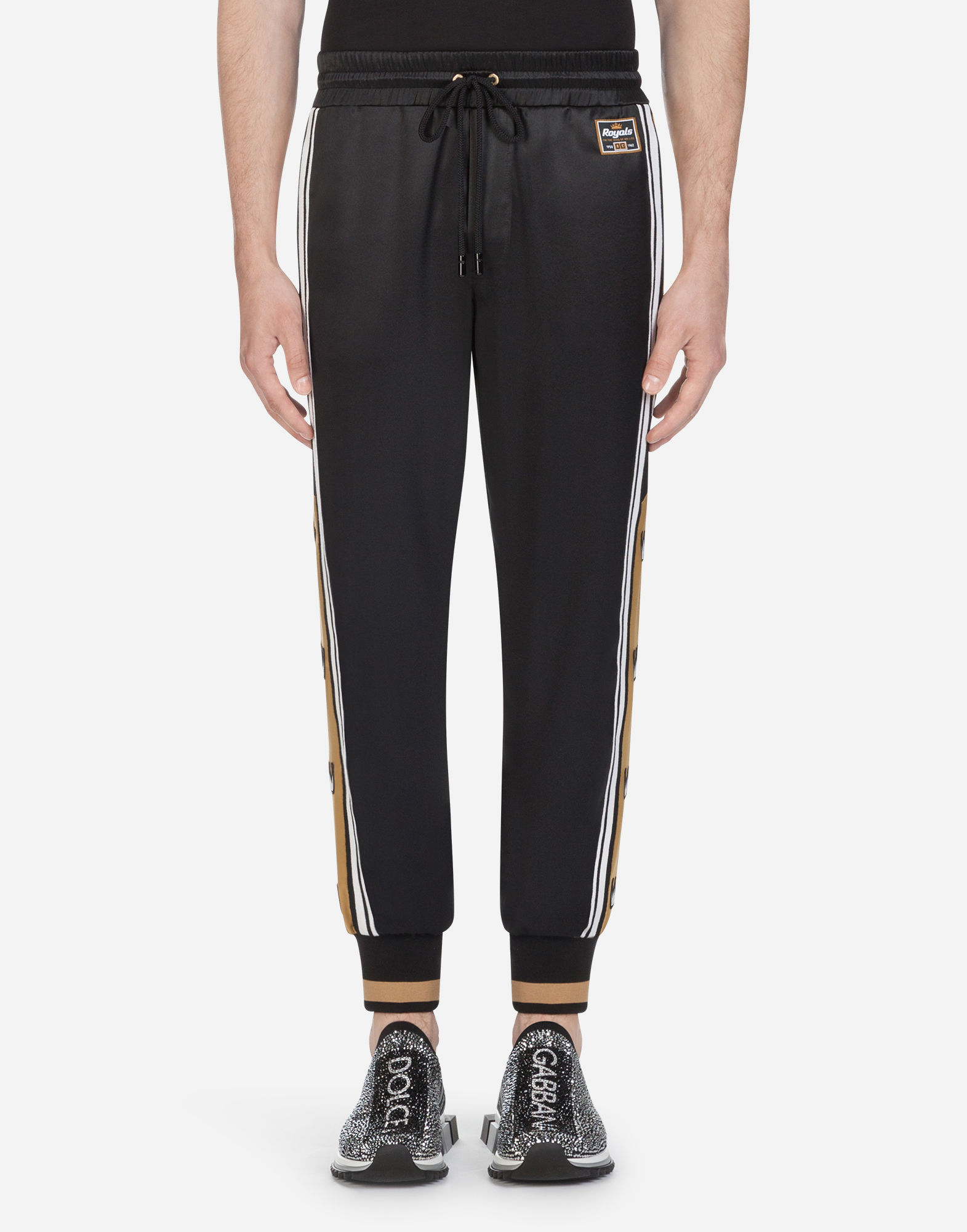 Dolce & Gabbana Satin Jogging Pants With Patch In Black | ModeSens