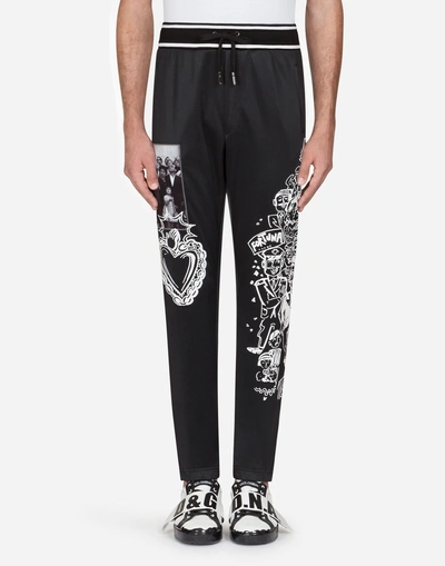 Dolce & Gabbana Jogging Pants With Patch Embellishment In Black