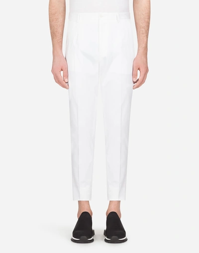 Dolce & Gabbana Pants In Stretch Cotton In White
