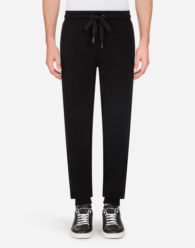 Dolce & Gabbana Cotton Jogging Pants With Patches In Black