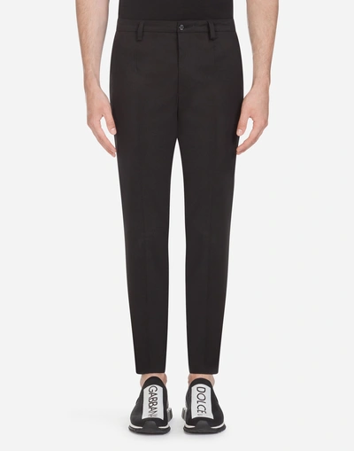 Dolce & Gabbana Cotton Pants With Side Stripes In Black