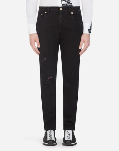 Dolce & Gabbana Skinny Fit Stretch Jeans In Black