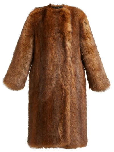 Givenchy Single-breasted Faux Fur Coat In Brown