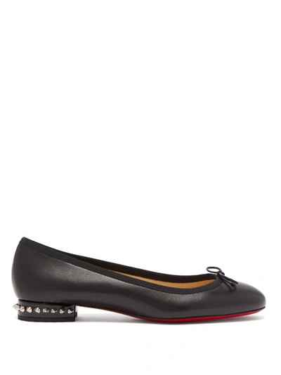 Christian Louboutin La Massine Leather Spike-heel Red Sole Ballet Flats In Black