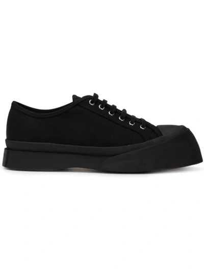 Marni Exaggerated Sole Low-top Canvas Trainers In Black