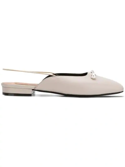 Coliac Pearl Pin Slingback Mules In Neutrals