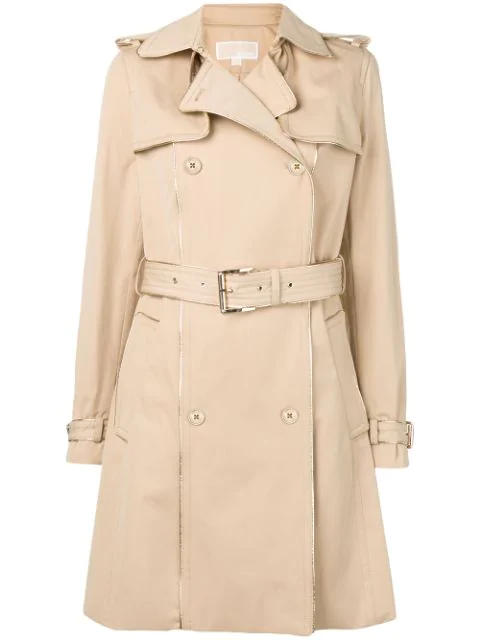 Michael Michael Kors Piped Trim Trench Coat In Neutrals | ModeSens