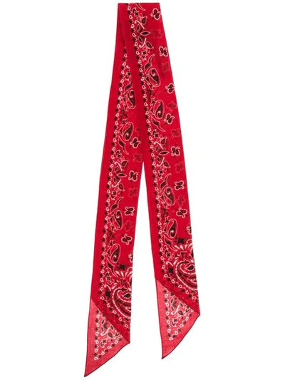 Saint Laurent Paisley Print Scarf In Red