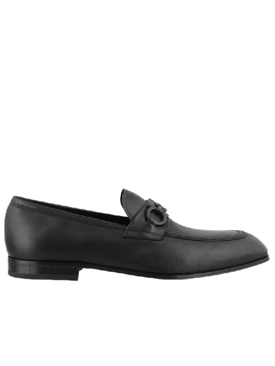 Ferragamo Gancini Loafers In Black