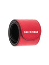 Balenciaga Leather Snap Bracelet In Red