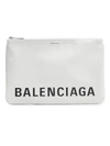 Balenciaga Ville Leather Pouch In White