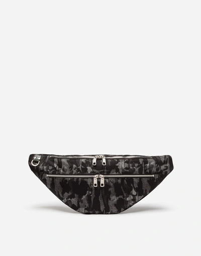Dolce & Gabbana Pouch In Camouflage Nylon In Gray