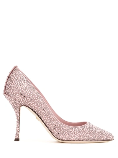 Dolce & Gabbana Lori Crystal-embellished Satin Pumps In Pink
