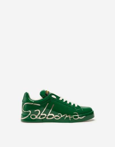 Dolce & Gabbana Three-color Leather Portofino Sneakers In Multi-colored