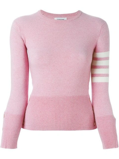 Thom Browne Striped Sleeve Sweater  In 651 Pink