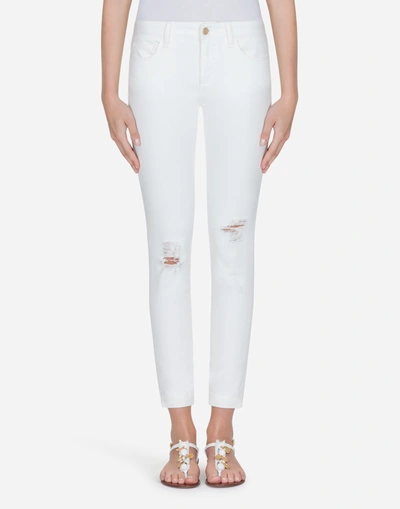 Dolce & Gabbana Stretch Cotton Pretty Fit Jeans In White