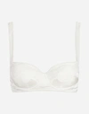 Dolce & Gabbana Padded Balcony Bra In Satin With Race In White