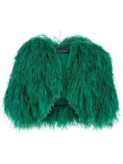 Dolce & Gabbana Cropped Faux Fur Coat In Green