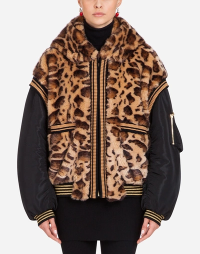 Dolce & Gabbana Faux Fur Jacket In Multi-colored
